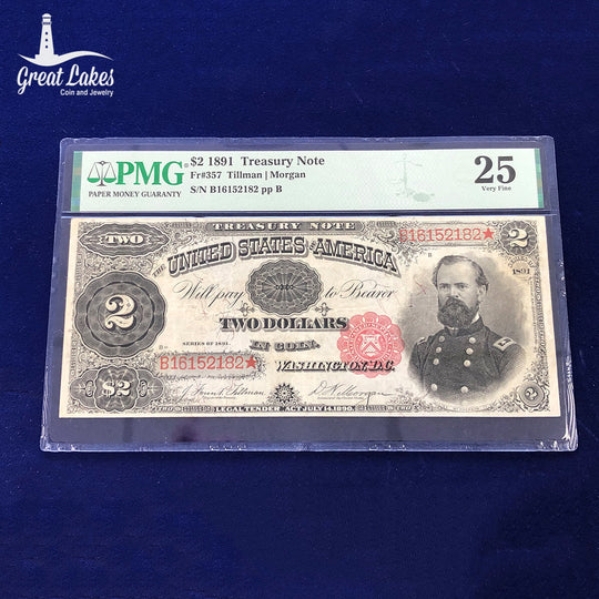 Fr. 357 1891 $2 Treasury Note PMG VF 25
