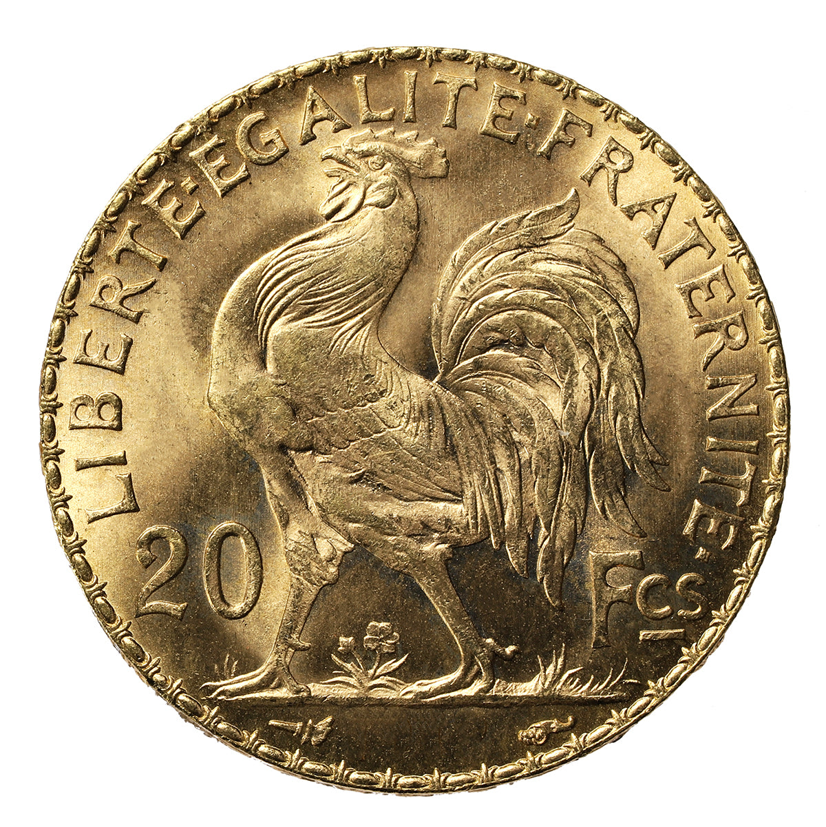 France Gold 20 Francs French Rooster Coin XF - AU