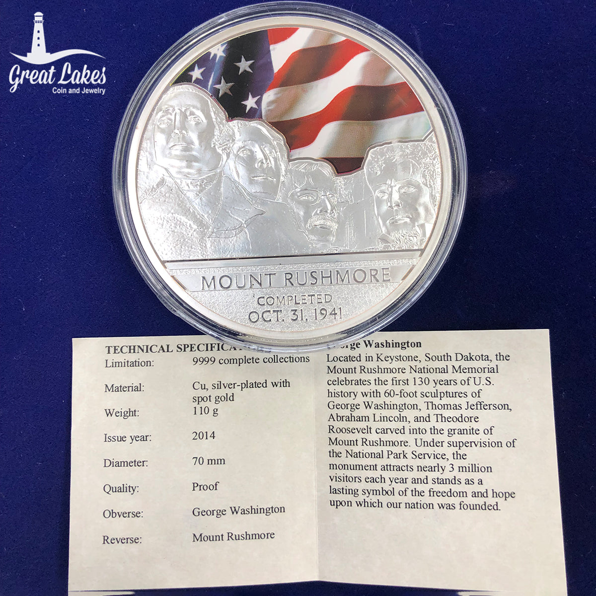2014 George Washington Mount Rushmore Commemorative Proof (With CoA)