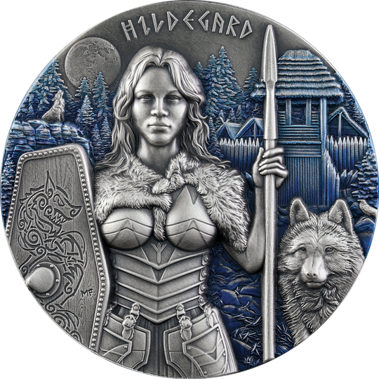 2022 Germania Valkyries Hildegard 2 oz Silver Ultra High Relief (BU)