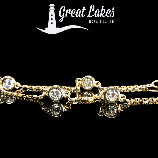 Yellow Gold & Bezel Set Diamond Bracelet