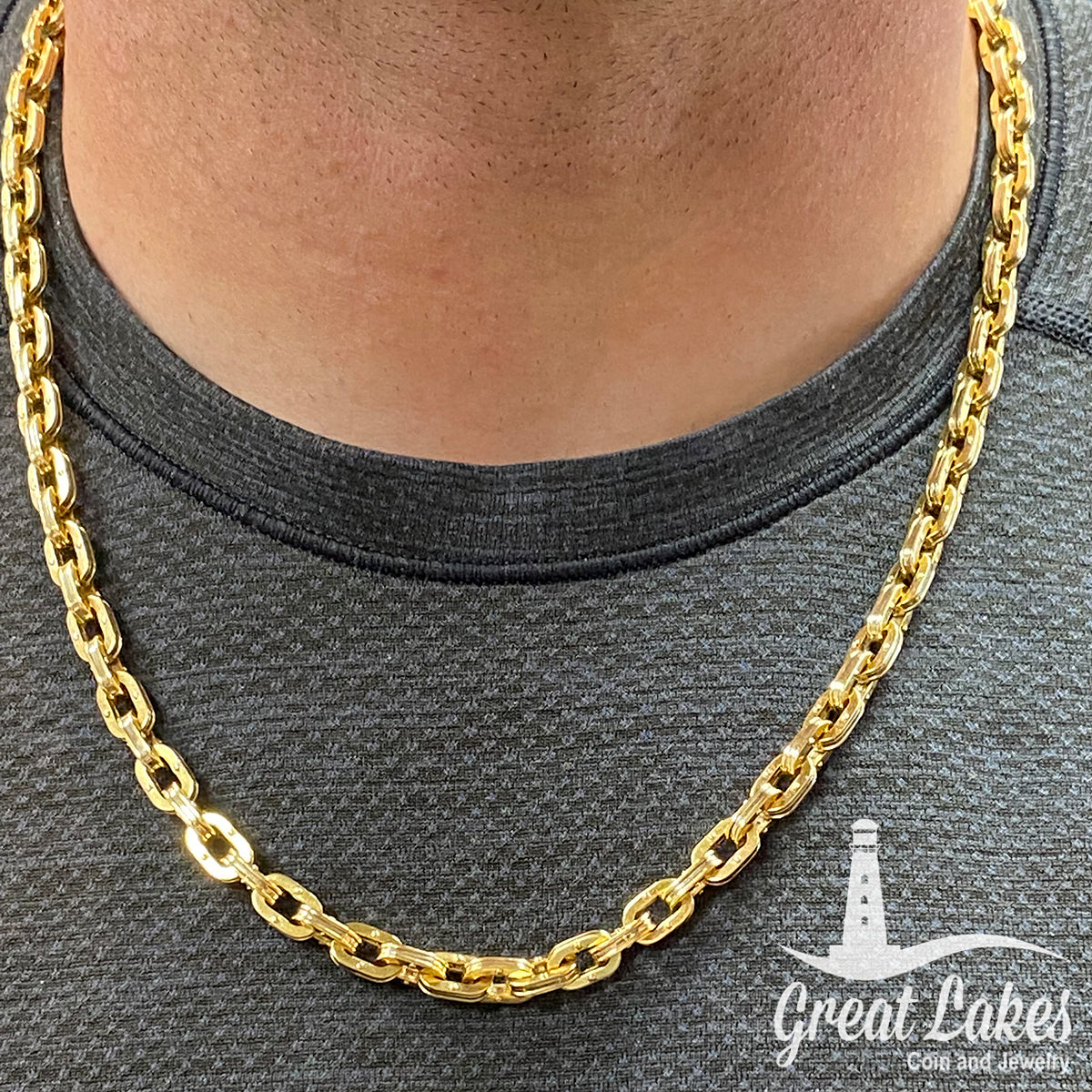 Men&#39;s Italian 18kt Yellow and White Gold 24 Inch Round Link Necklace