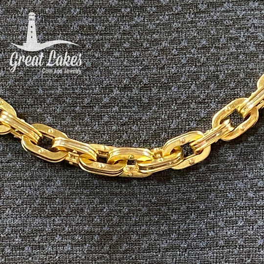 Men's Italian 18kt Yellow and White Gold 24 Inch Round Link Necklace