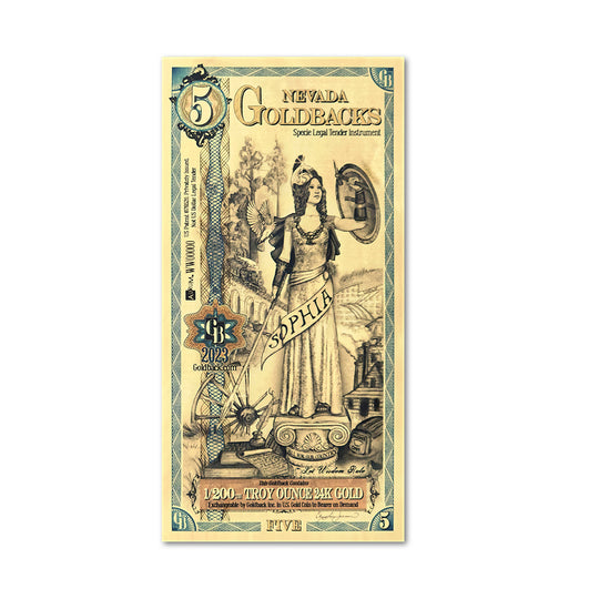 5 Nevada Goldback Gold Note