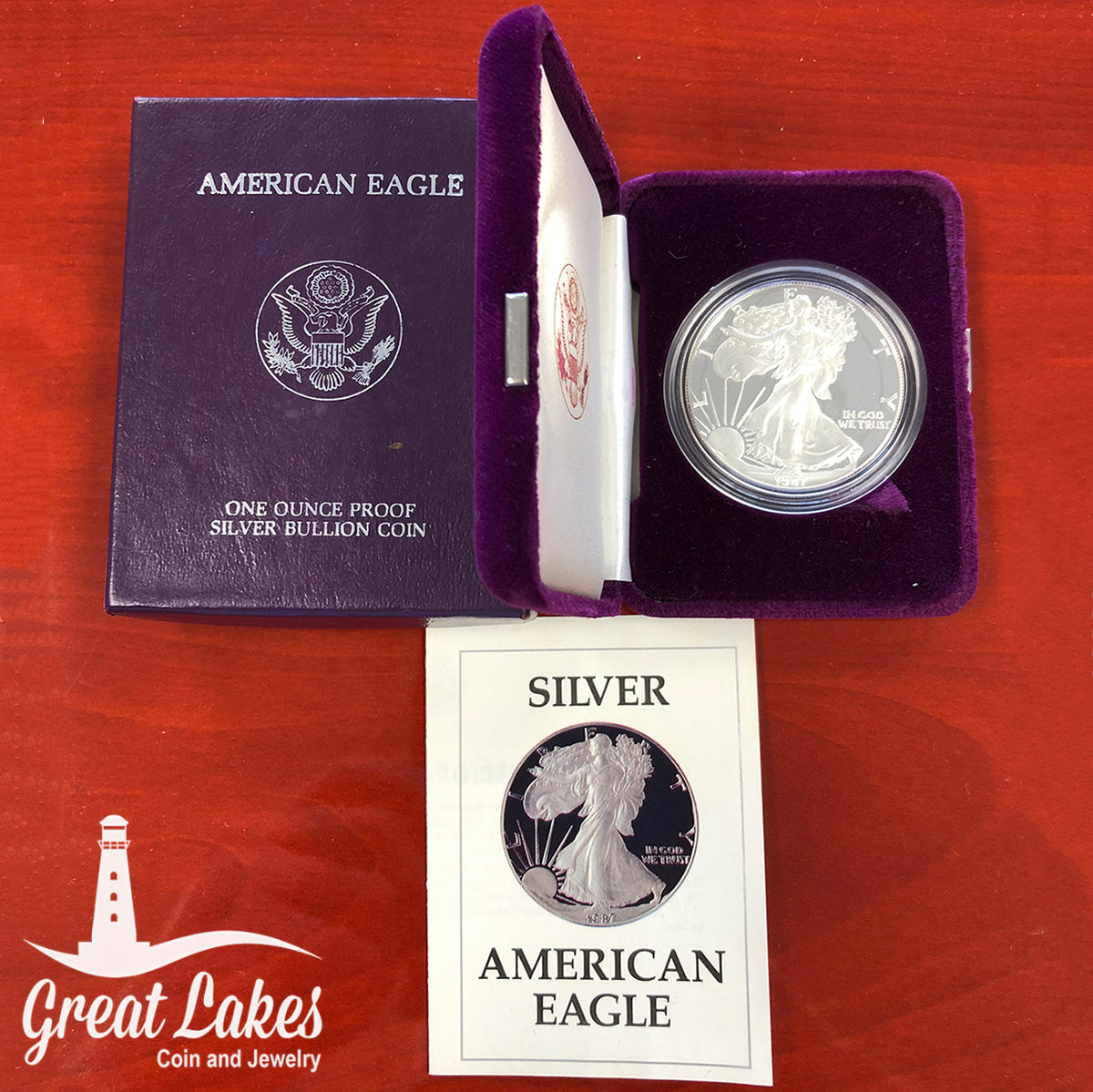 1987 Proof American Silver Eagle (with Box and CoA)