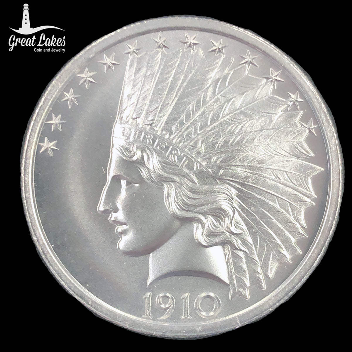 Intaglio Mint 2 oz Silver $10 Indian Tribute - Great Lakes Coin