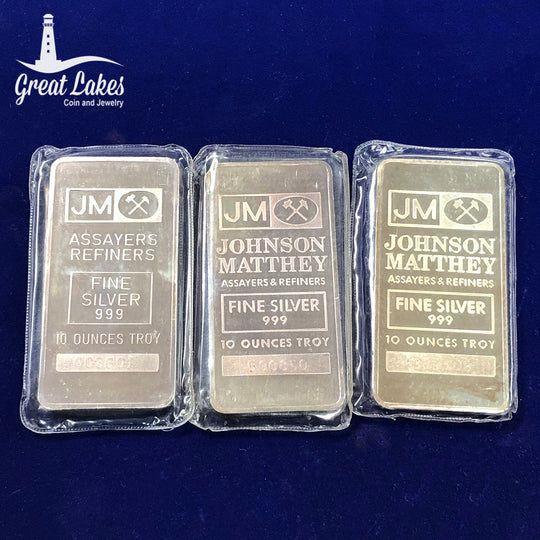 Johnson Matthey 10 oz Silver Bars (Sealed)