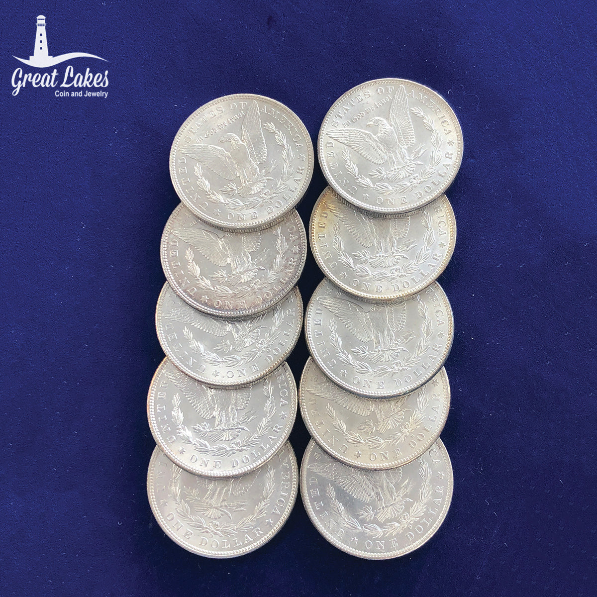 Lot of 10 Morgan Silver Dollars (AU)