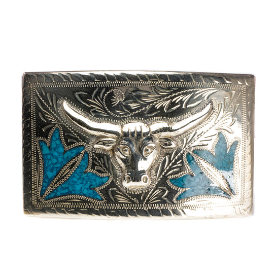Native American Alpaca Mexico Nickel Silver Belt Buckle