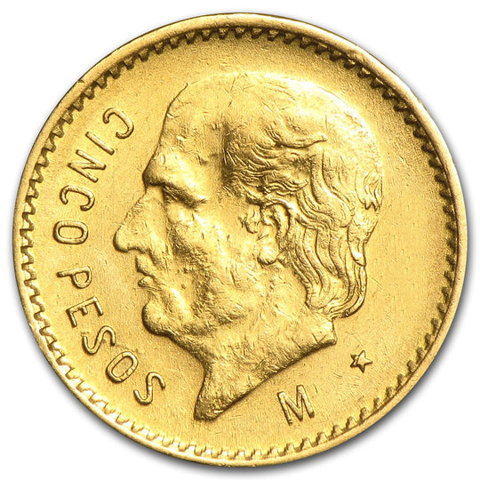 Mexican 5 Pesos Gold Coin (XF) (Random Year)