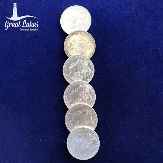 Lot of 6 Pre 21 High Grade Morgan Silver Dollar Culls