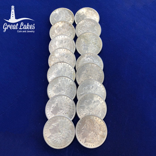 Lot of 16 1921 Morgan Silver Dollars (AU / BU)