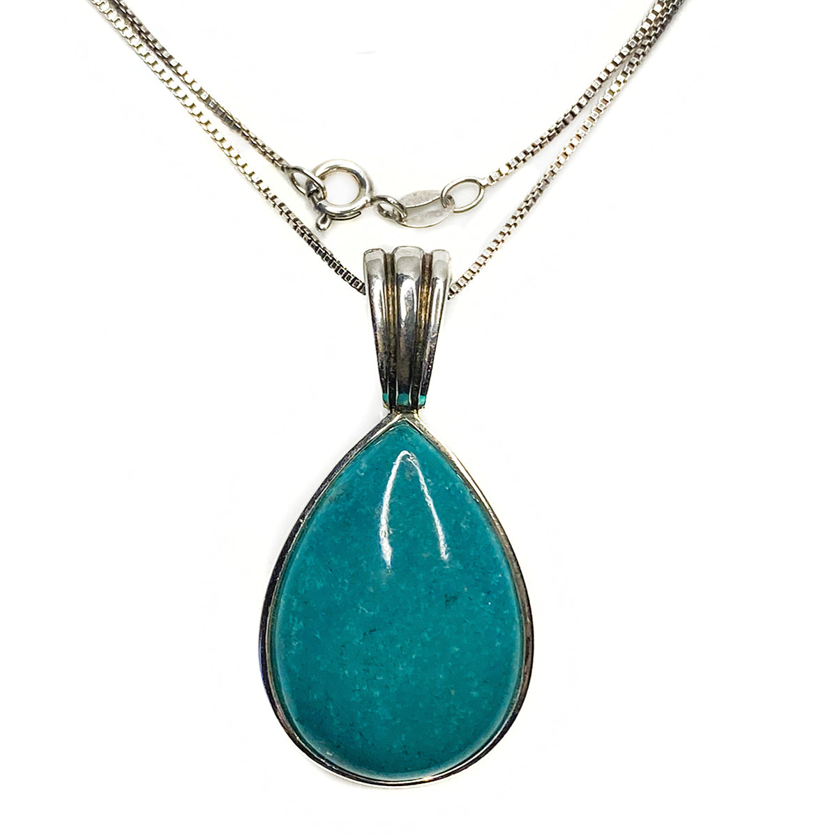 Silver and Glass Teardrop Necklace