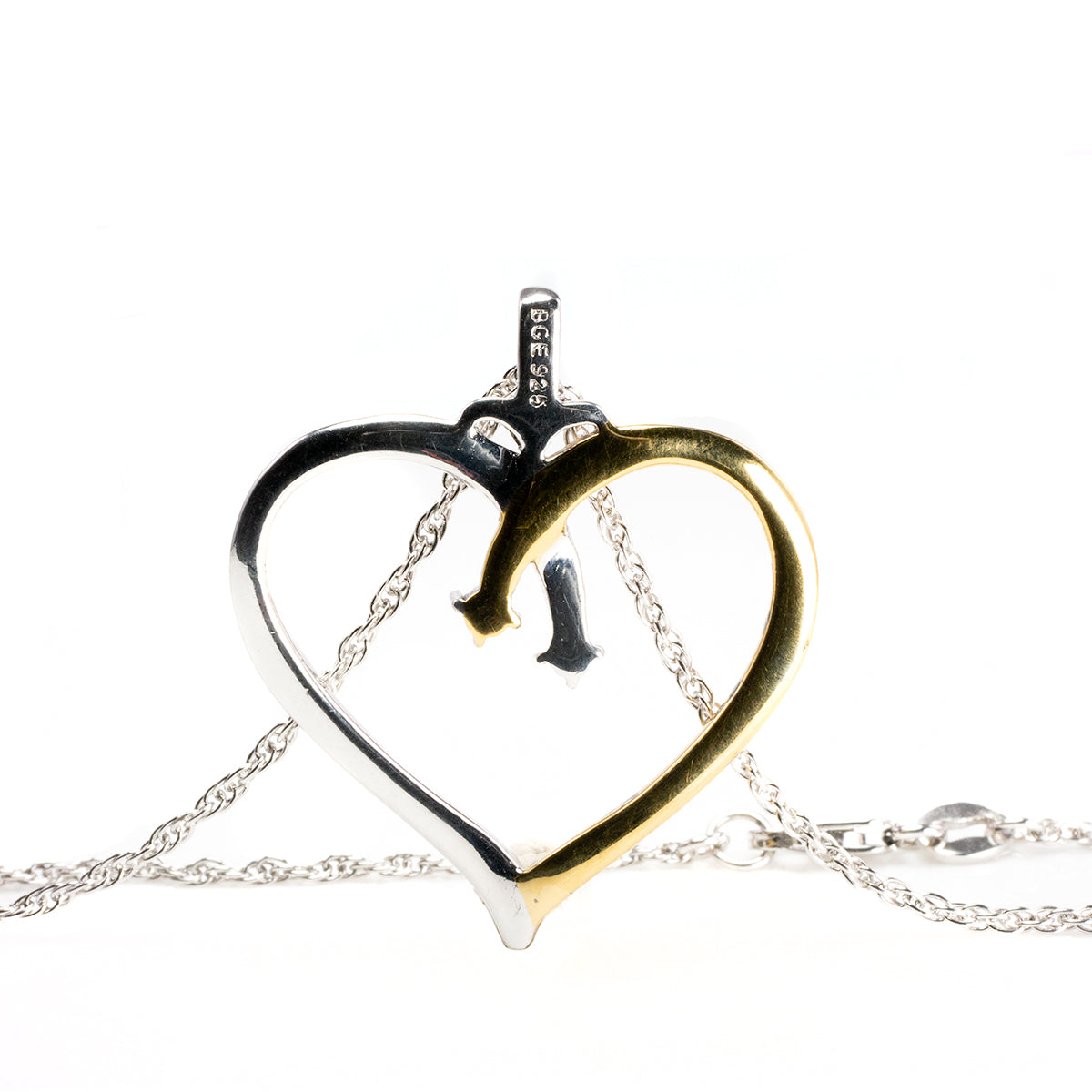 Silver and Gold Plated Diamond Chip Heart Necklace