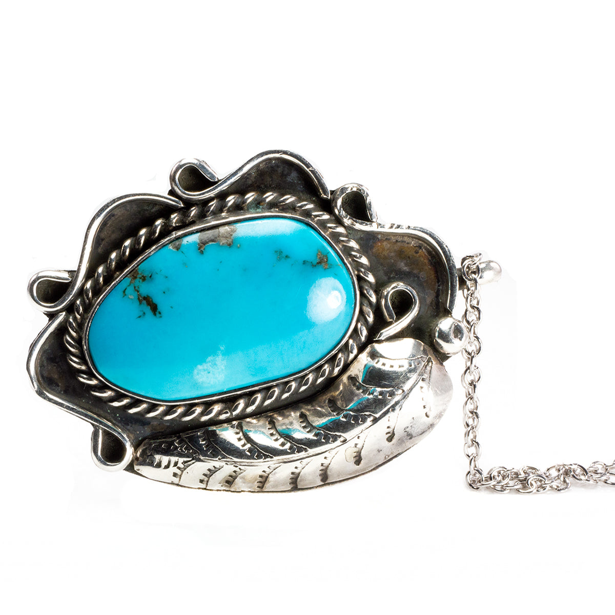 Silver and Turquoise Native American Necklace