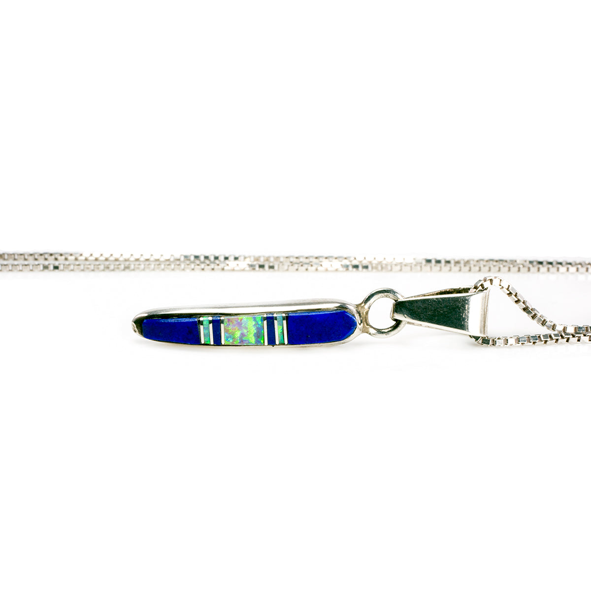 Silver Lapis &amp; Opal Inlay Necklace
