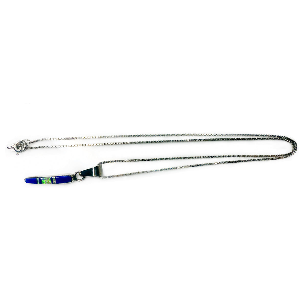 Silver Lapis &amp; Opal Inlay Necklace