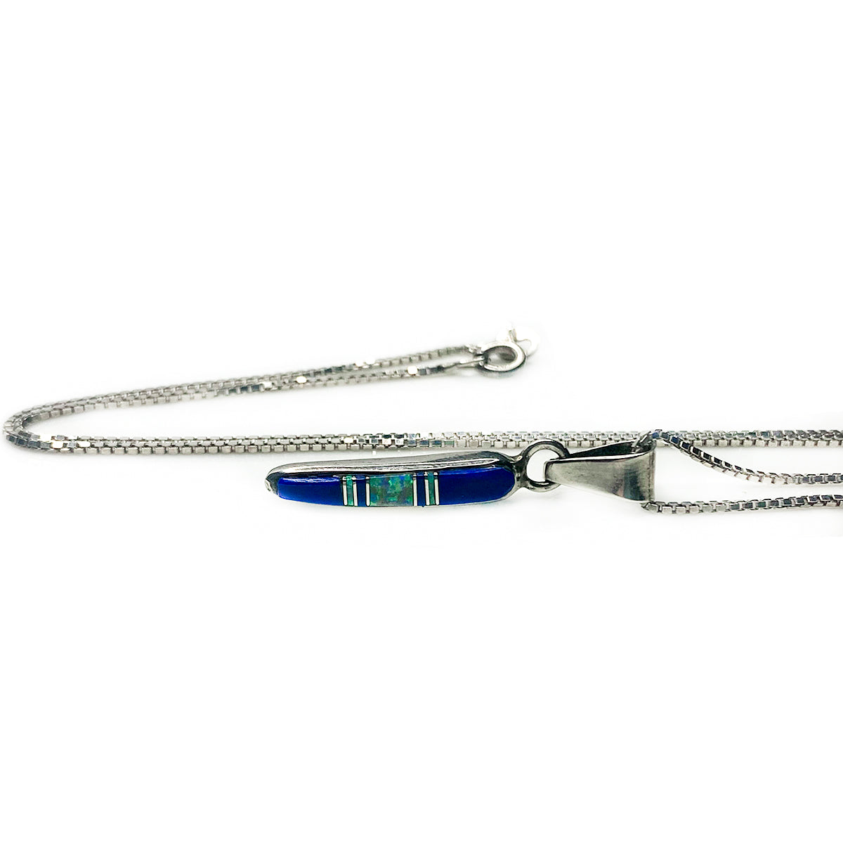 Silver Lapis &amp; Opal Inlay Necklace