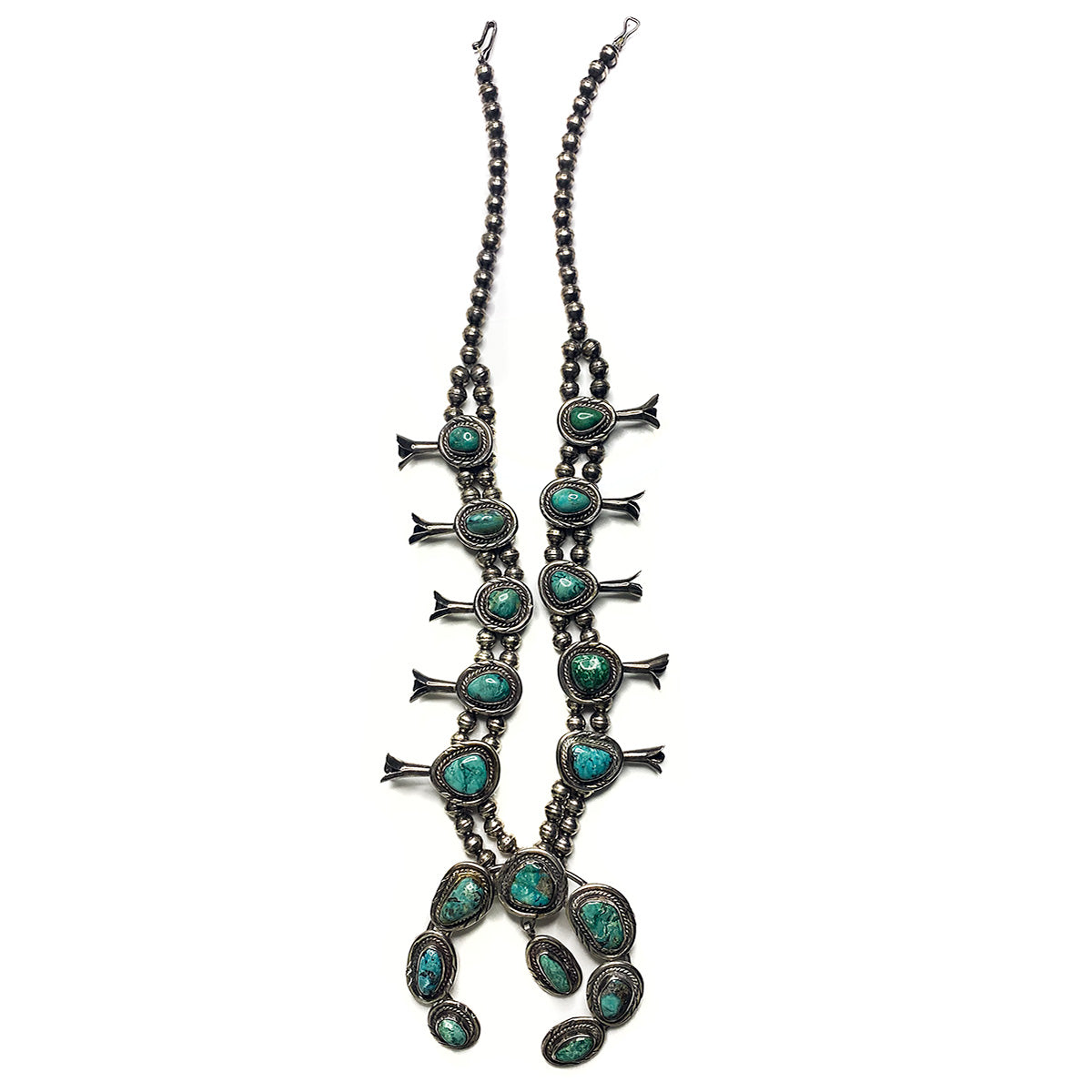 Silver &amp; Turquoise Squash Blossom Necklace