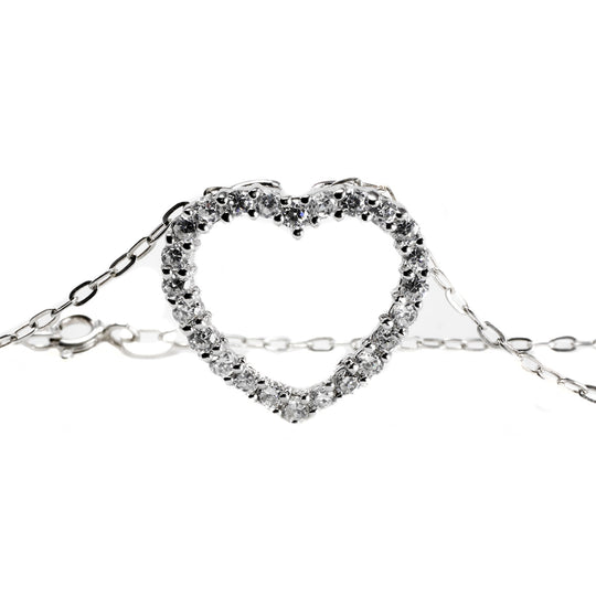 Silver & Cubic Zirconia Heart Necklace