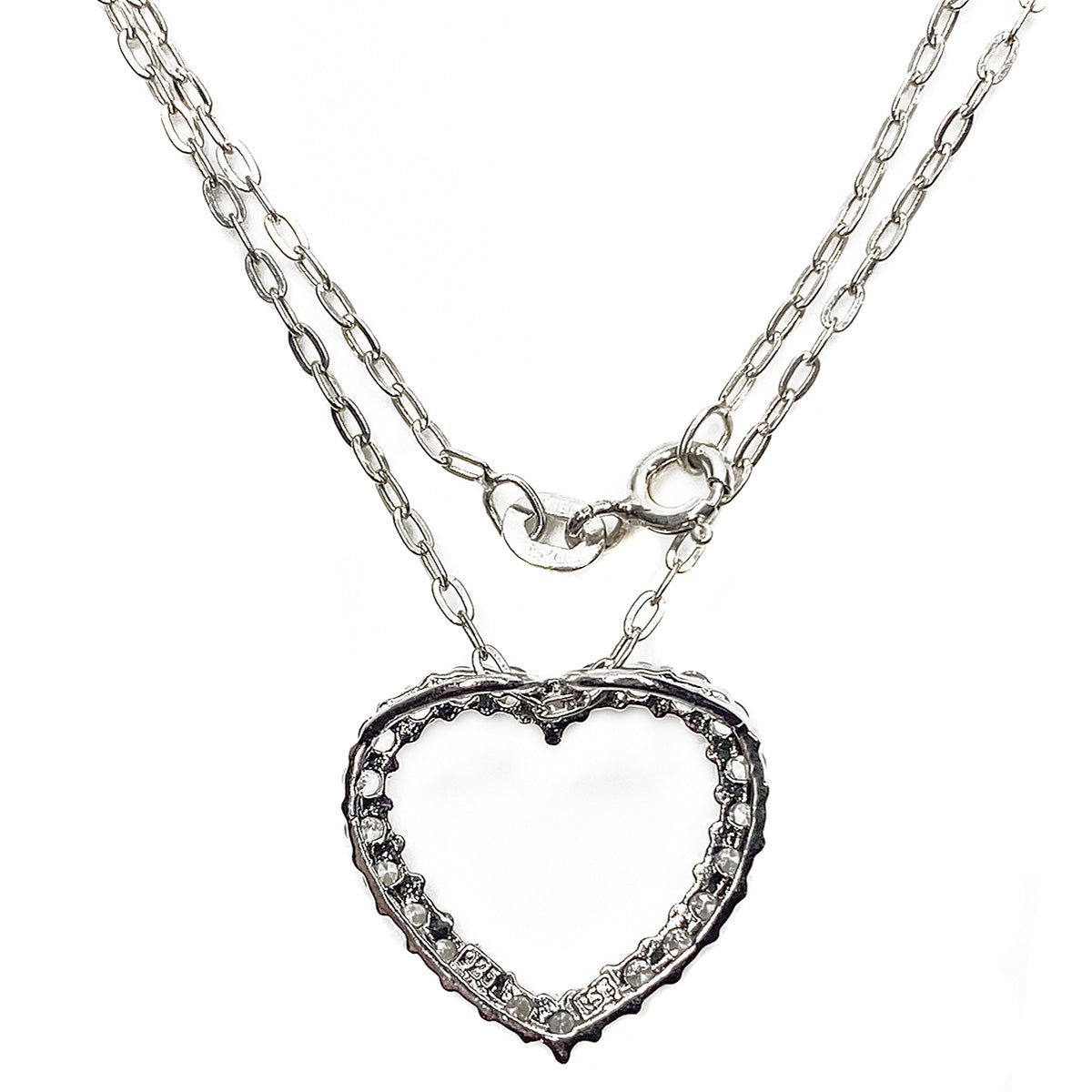 Silver &amp; Cubic Zirconia Heart Necklace