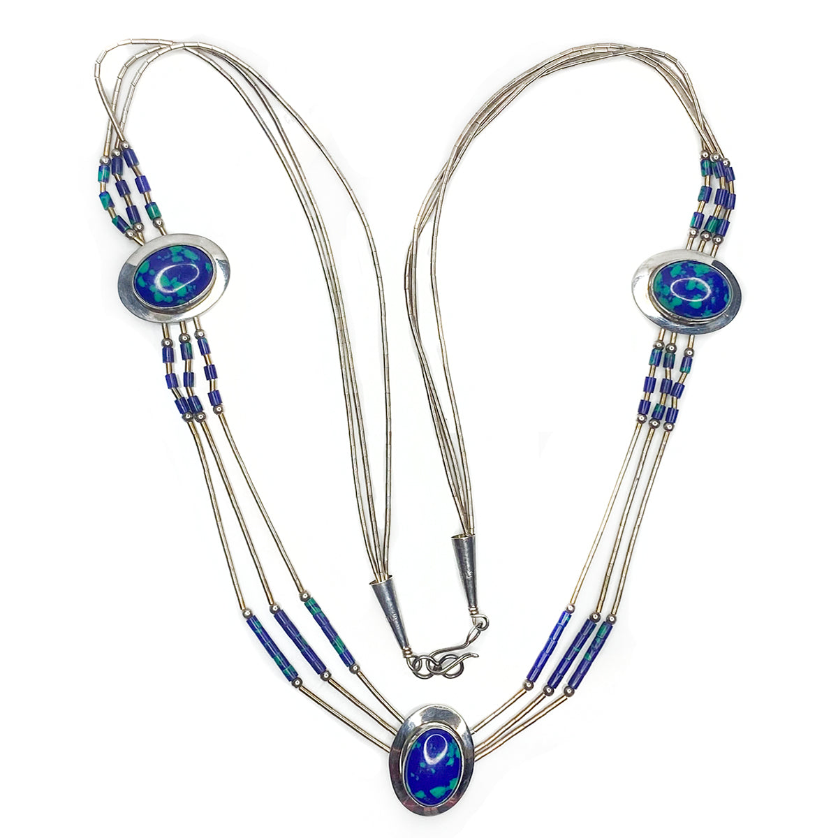 Native American Liquid Silver &amp; Azurite Necklace