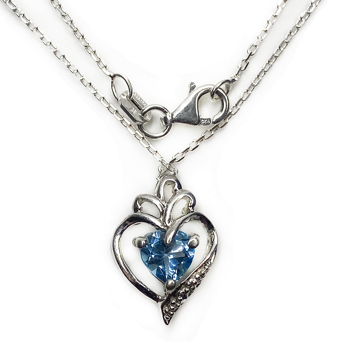 Silver &amp; Topaz Heart Pendant