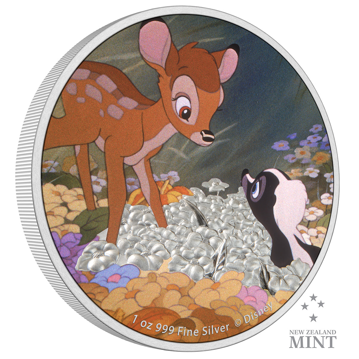 Disney Bambi 80th Anniversary Bambi and Flower 1 oz Silver Coin