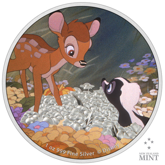 Disney Bambi 80th Anniversary Bambi and Flower 1 oz Silver Coin