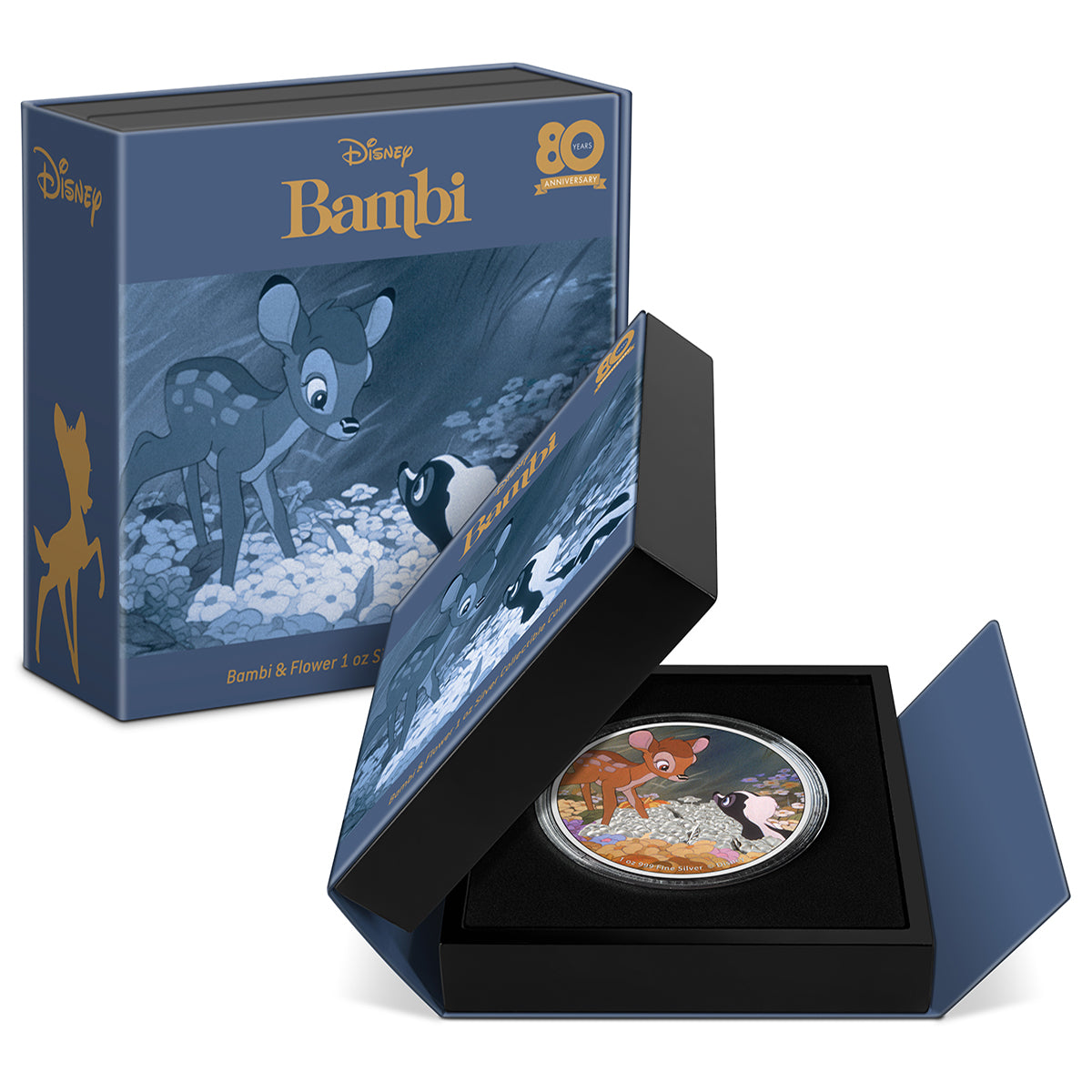 Disney Bambi 80th Anniversary Bambi and Flower 1 oz Silver Coin