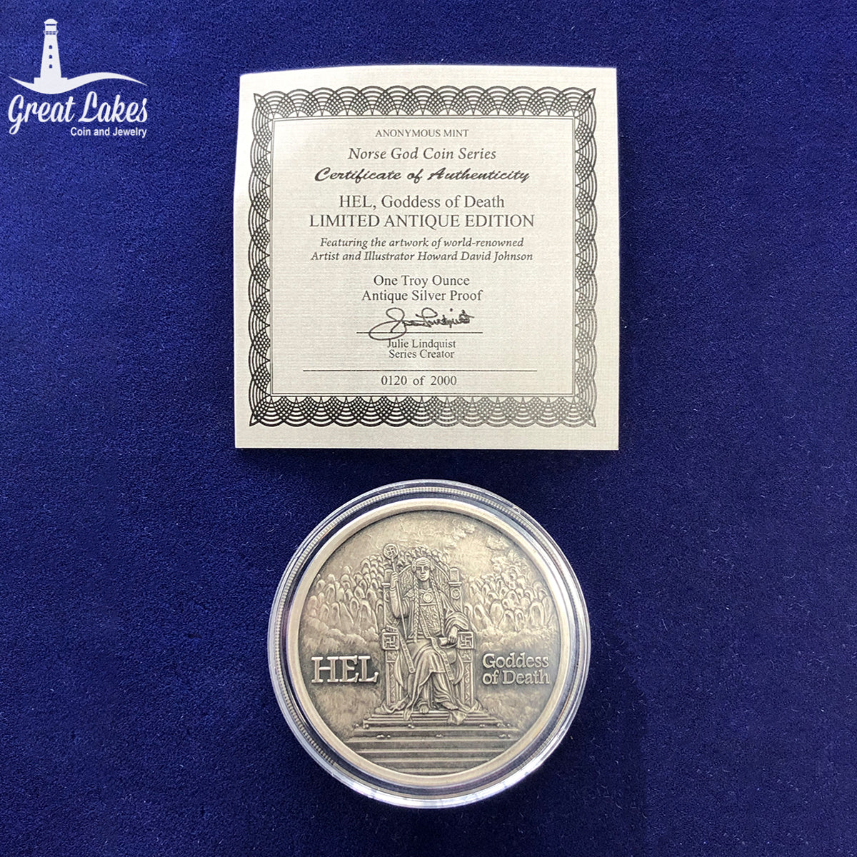 Norse God Series Hel 1 oz Antique Silver Round