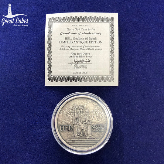 Norse God Series Hel 1 oz Antique Silver Round