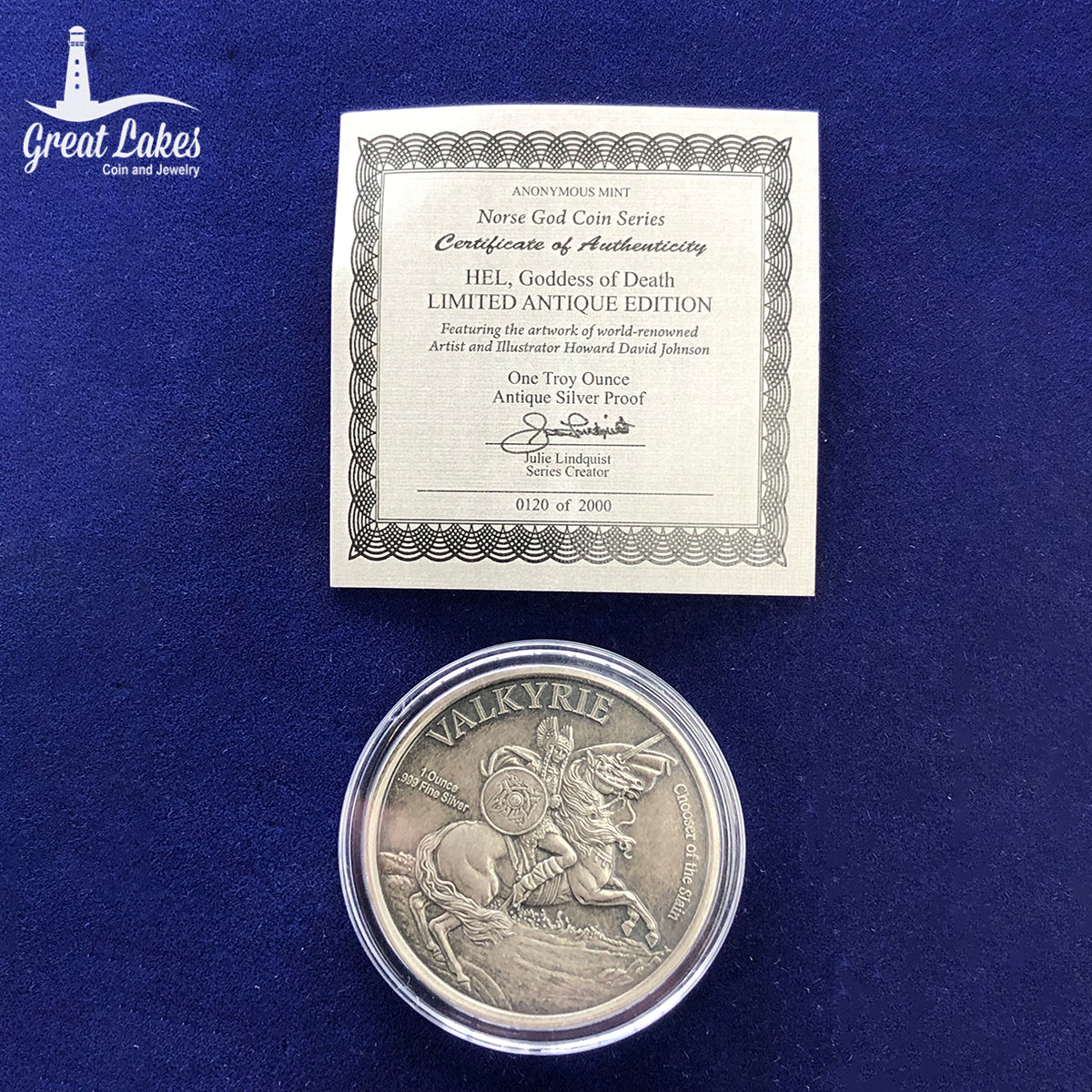 Norse God Series Hel 1 oz Antique Silver Round