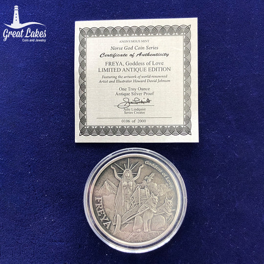 Norse God Series Freya 1 oz Antique Silver Round