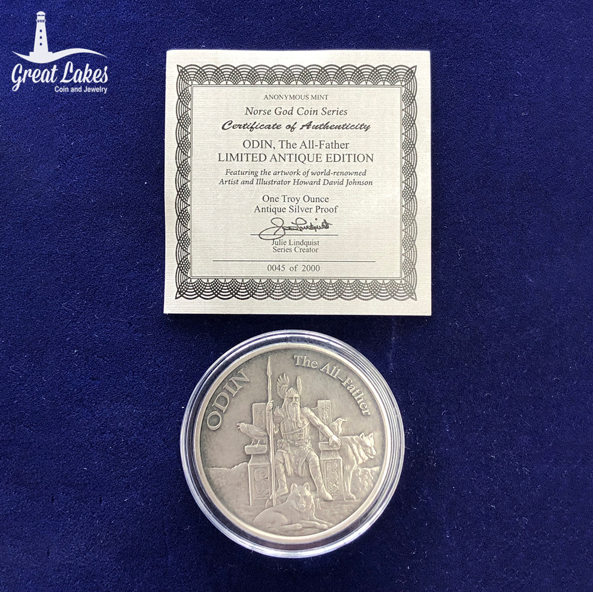 Norse God Series Odin 1 oz Antique Silver Round