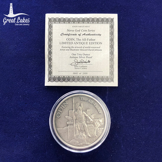 Norse God Series Odin 1 oz Antique Silver Round
