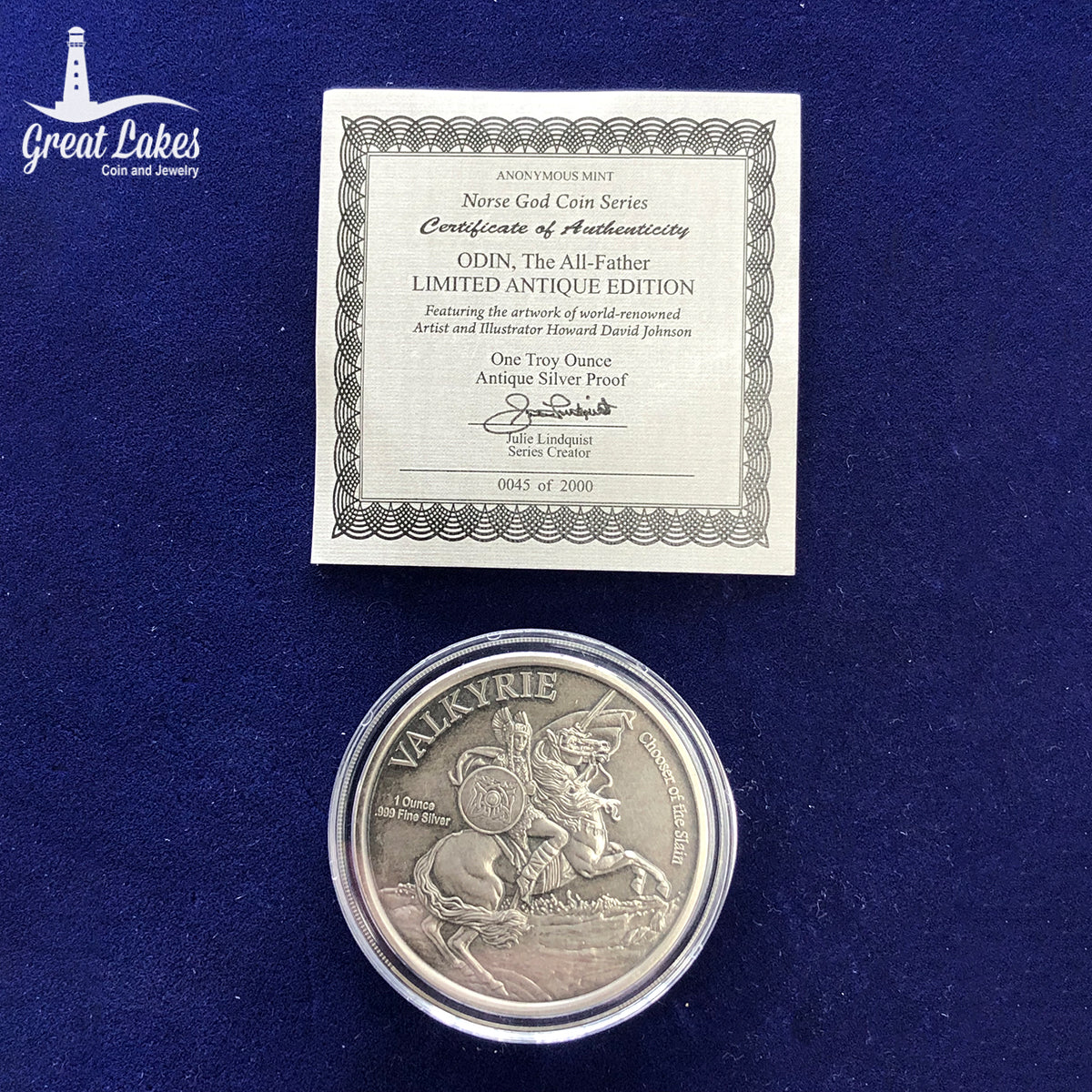 Norse God Series Odin 1 oz Antique Silver Round