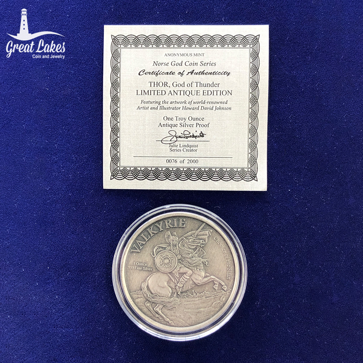 Norse God Series Thor 1 oz Antique Silver Round