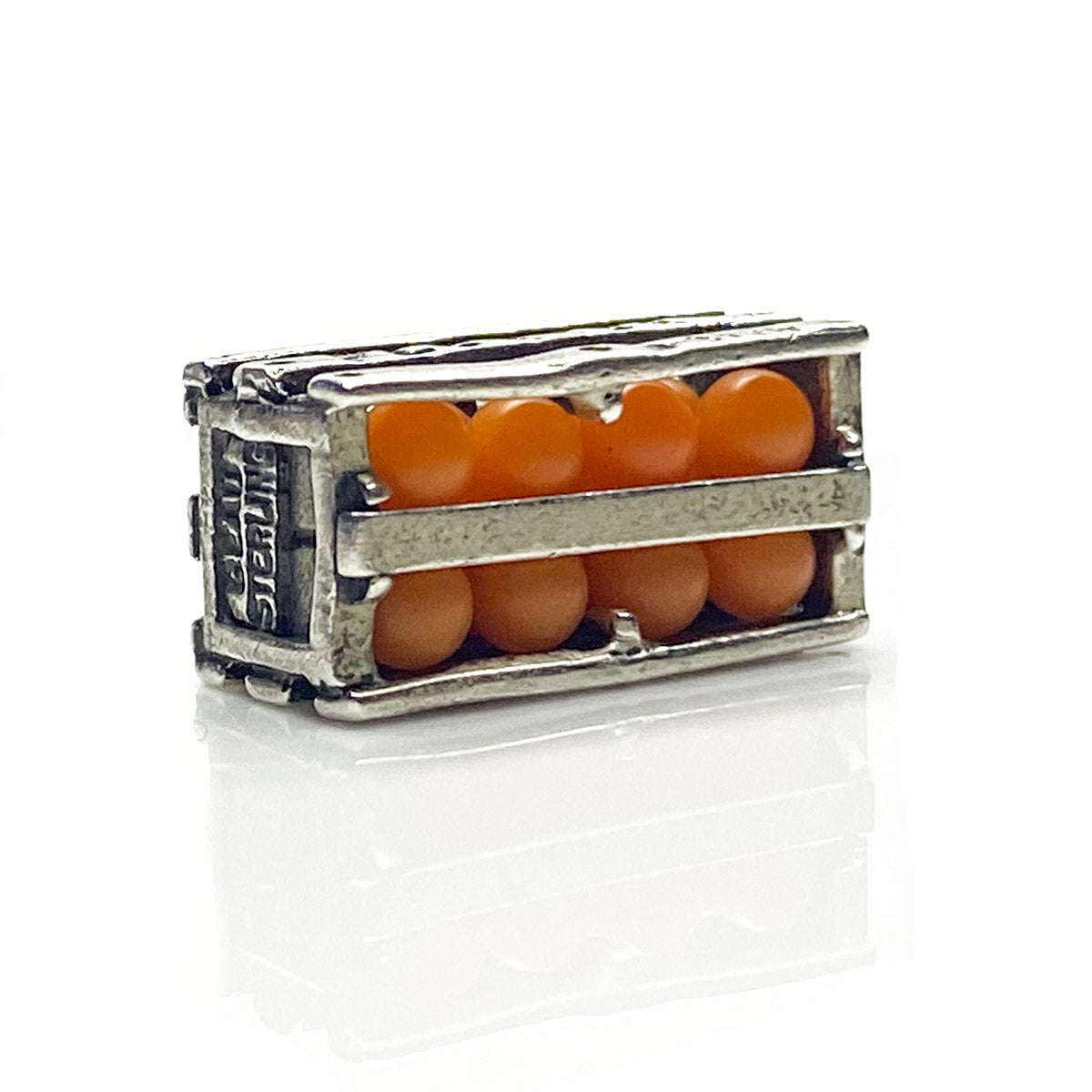 Silver Orange Crate Pendant / Charm