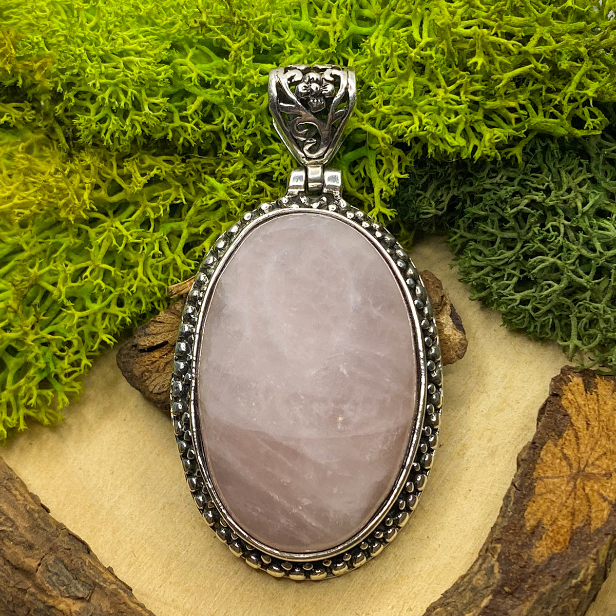 Silver Rose Quartz Pendant