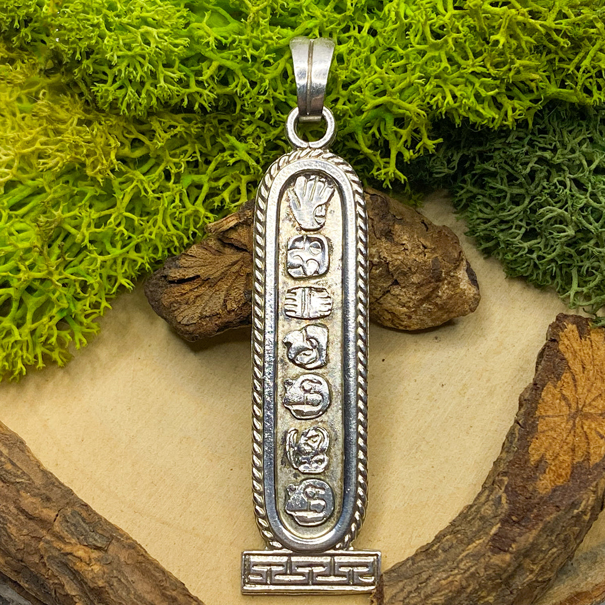 Oro Maya Silver Mayan Script Pendant