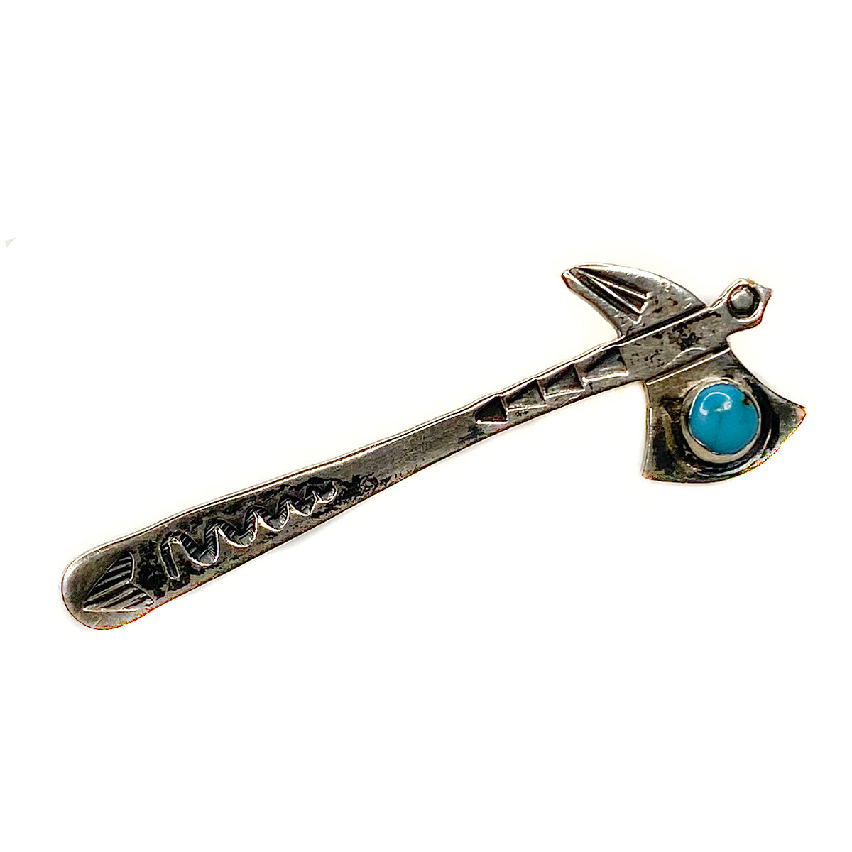 Silver and Turquoise Tomahawk Pin