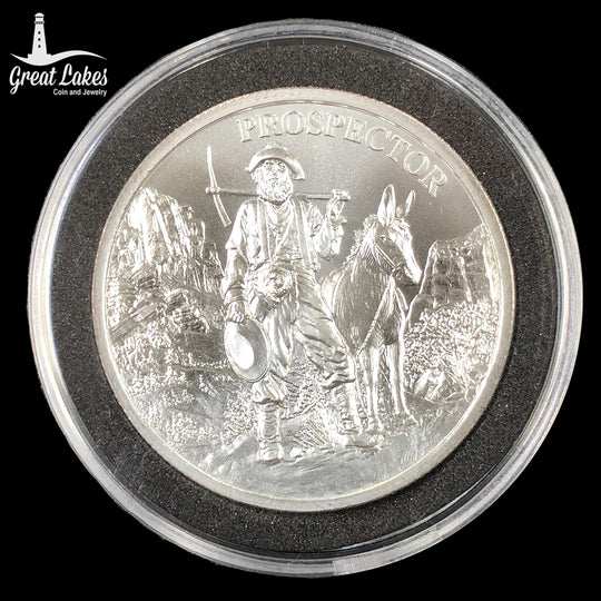 Provident Elemetals Goldrush Miner with Donkey 1 oz Silver Round