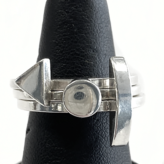 Geometric Silver Ring Set