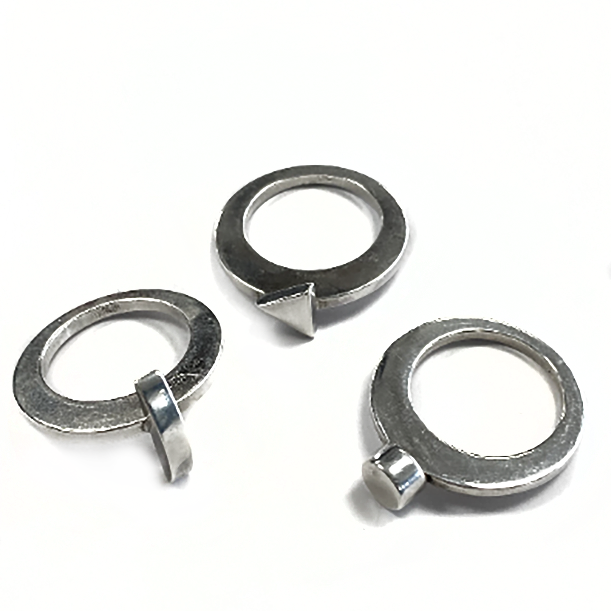 Geometric Silver Ring Set