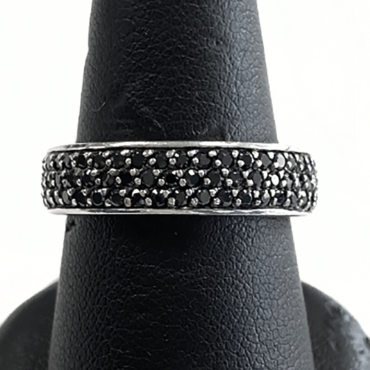 Silver & Black Cubic Zirconia Eternity Ring