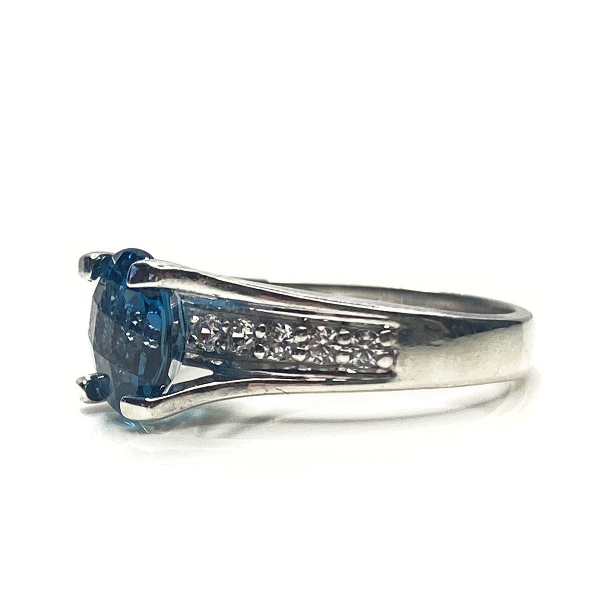 Great Lakes Boutique Silver &amp; Blue Topaz Diamond Ring