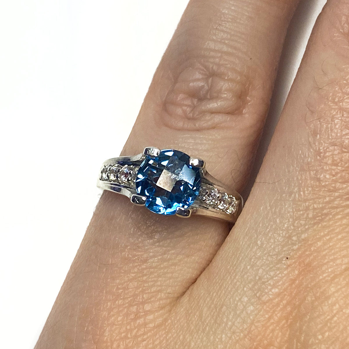 Great Lakes Boutique Silver &amp; Blue Topaz Diamond Ring