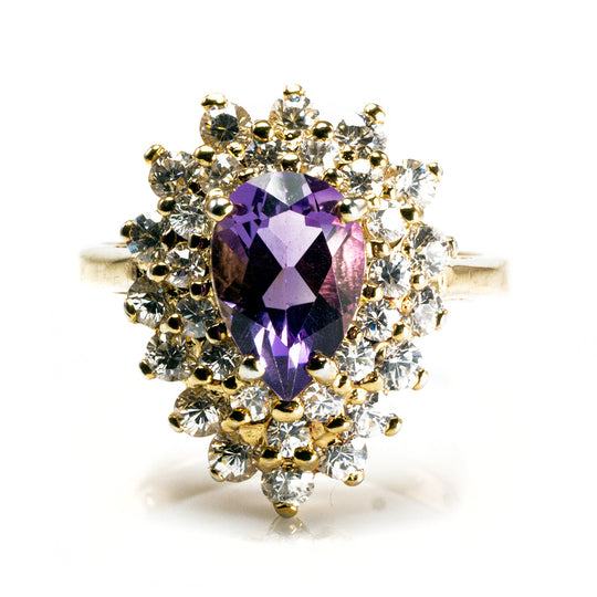 Gold Plated Purple Cubic Zirconia Cocktail Ring