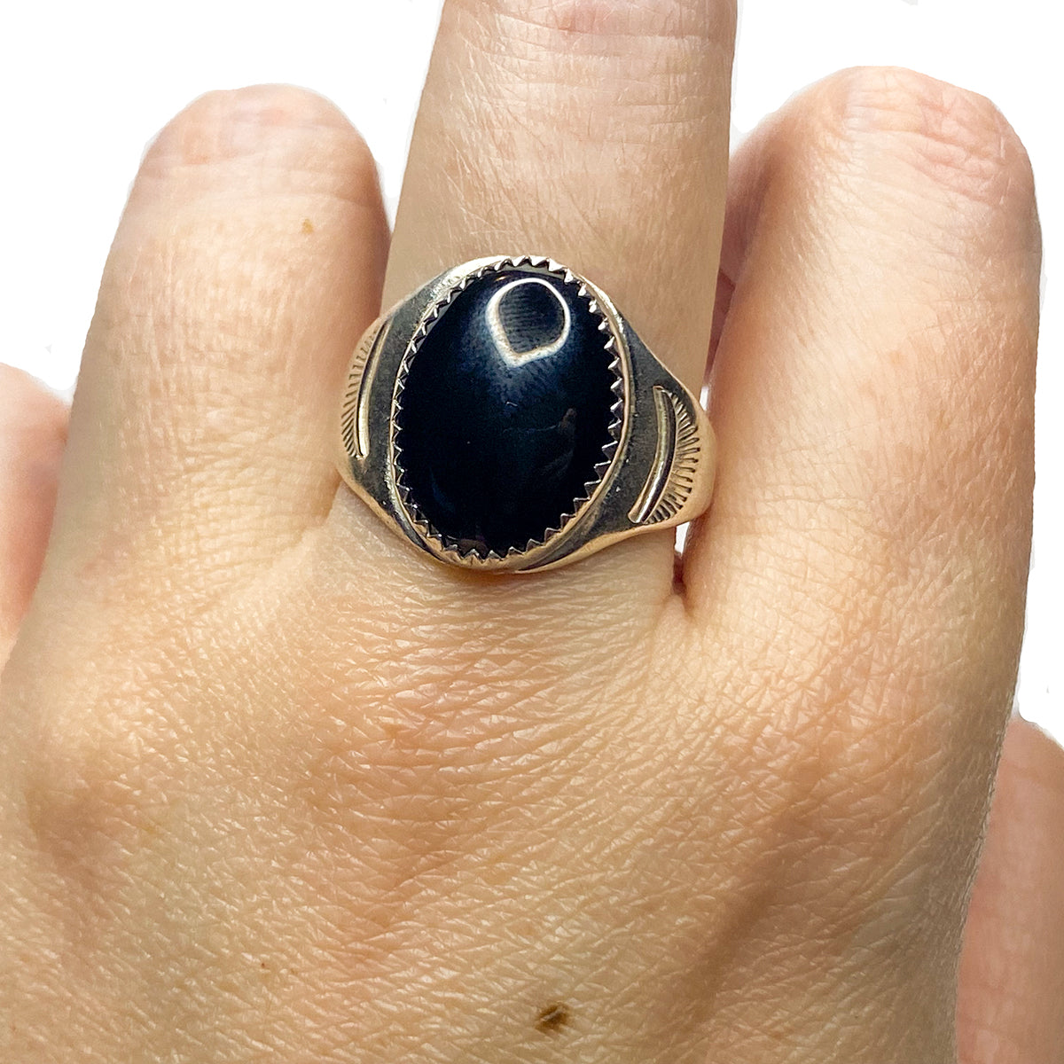 Native American Silver &amp; Black Onyx Ring